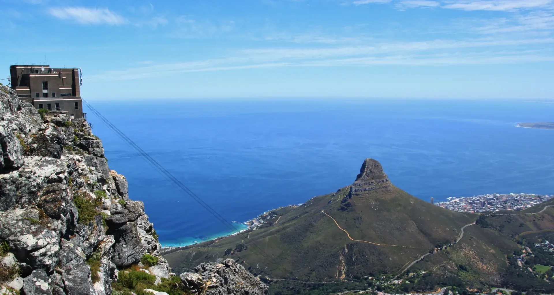 View from Table Mountain towards Lion’s Head and the ocean