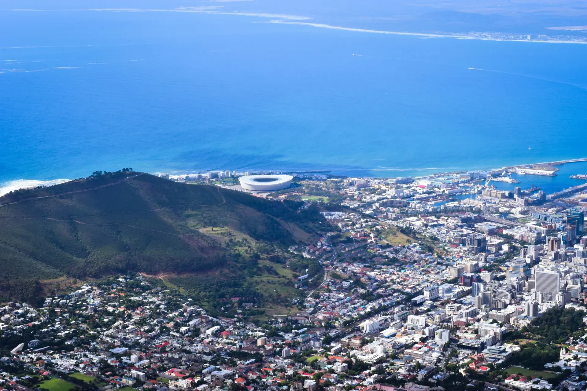 Aerial view of Cape Town, V2’s home base