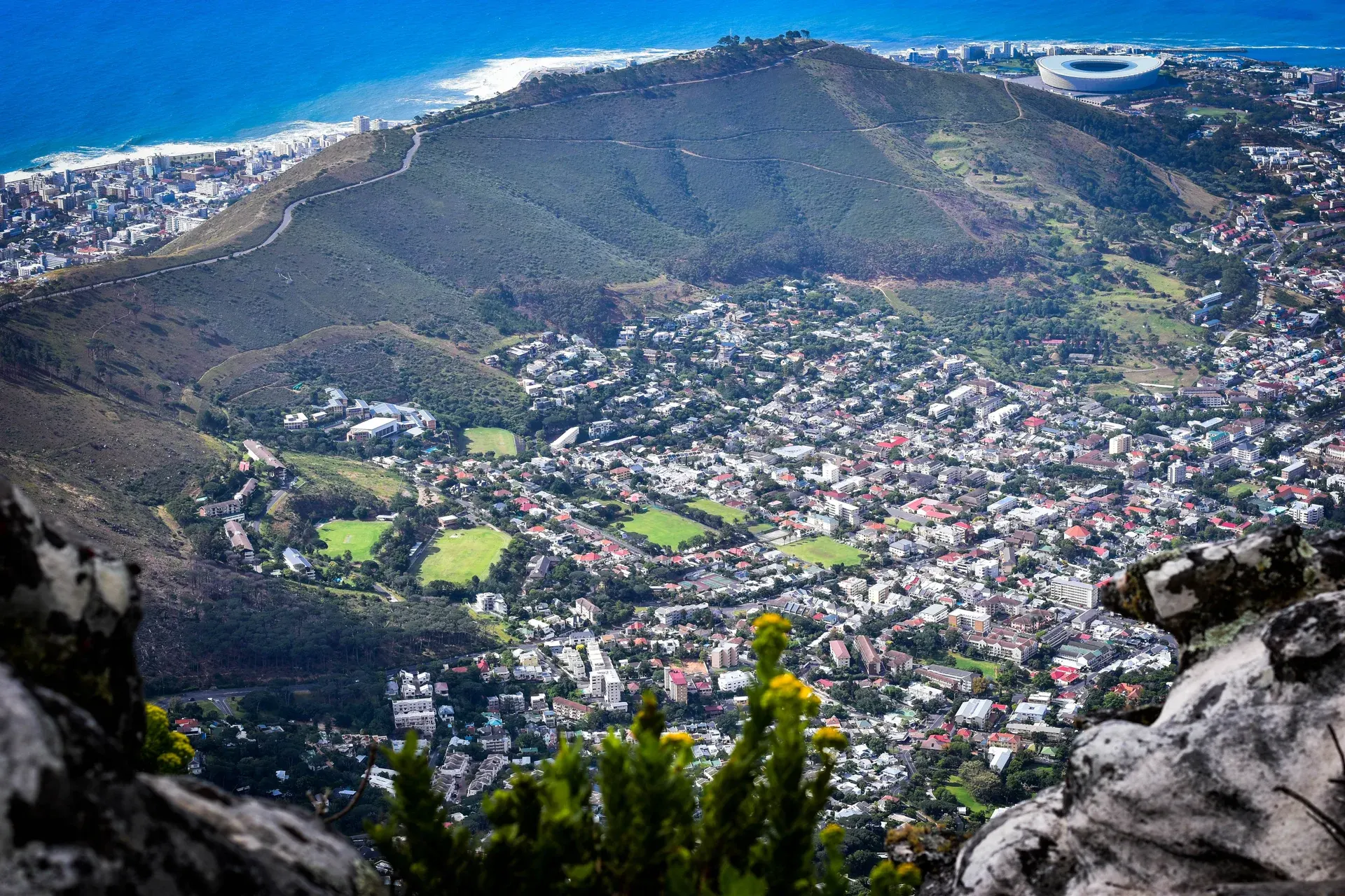 View of Cape Town and the coastline from Table Mountain